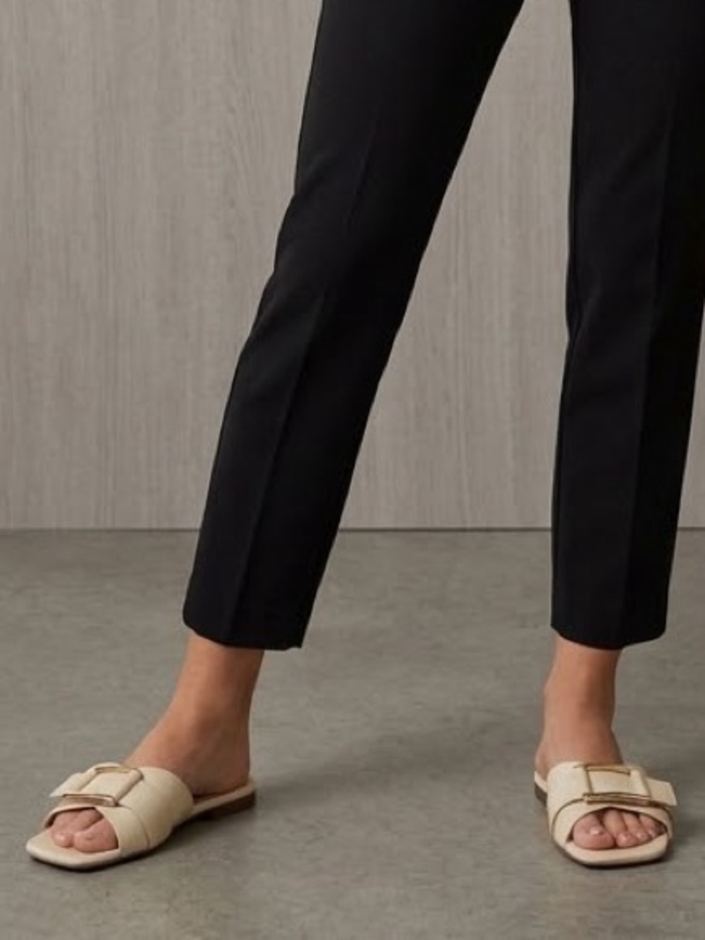Vince Camuto Ivory Buckle Slide Mules